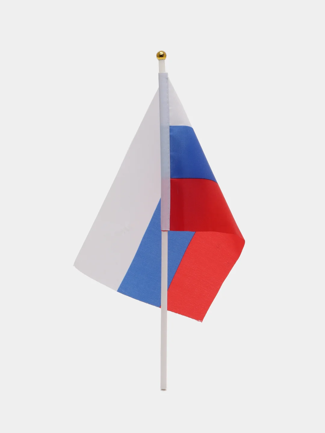 Белый флаг России, 14 х 21 см, шток 30 см
