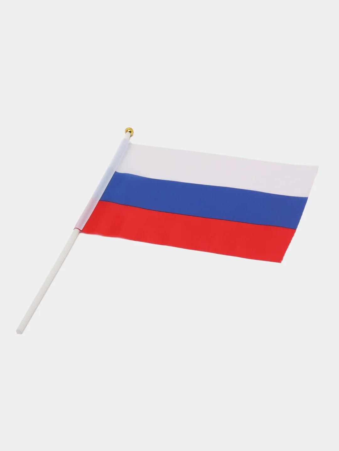 Белый флаг России, 14 х 21 см, шток 30 см