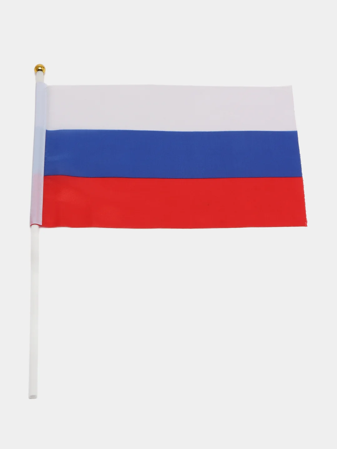 Белый флаг России, 14 х 21 см, шток 30 см