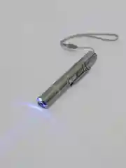 Серебряный лазерная указка 7 в 1, фонарик, лазер, УФ-детектор, с USB зарядкой