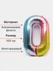 Пурпурный воздушный шар "Цифра 0" 100 см, градиент