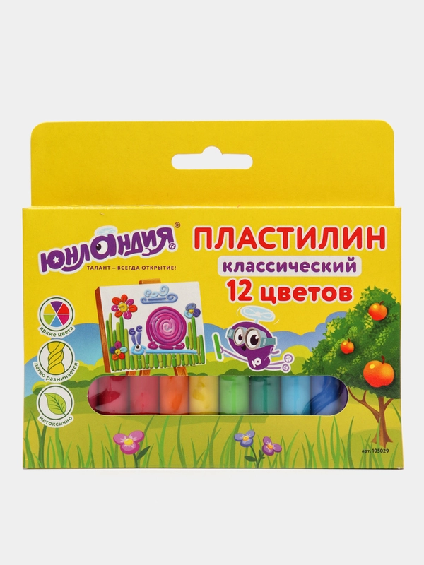 Пластилин Юнландия "Юнландик-живописец", 12 цветов, 240 г
