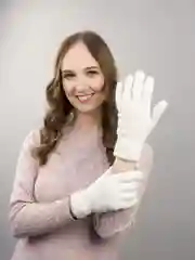 Белый перчатки LERAY СКАЗКА женские, подростковые, с ангорой, однотонные