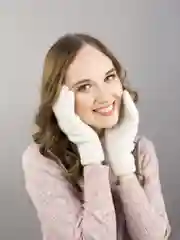 Белый перчатки LERAY СКАЗКА женские, подростковые, с ангорой, однотонные