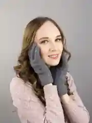 Тёмно-серый перчатки LERAY СКАЗКА женские, подростковые, с ангорой, однотонные