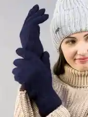 Синий перчатки LERAY СКАЗКА женские, подростковые, с ангорой, однотонные