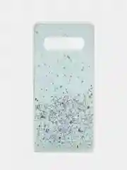 Мятный чехол на Samsung S10 прозрачный с блестками, силиконовый