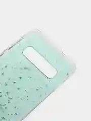 Мятный чехол на Samsung S10 прозрачный с блестками, силиконовый