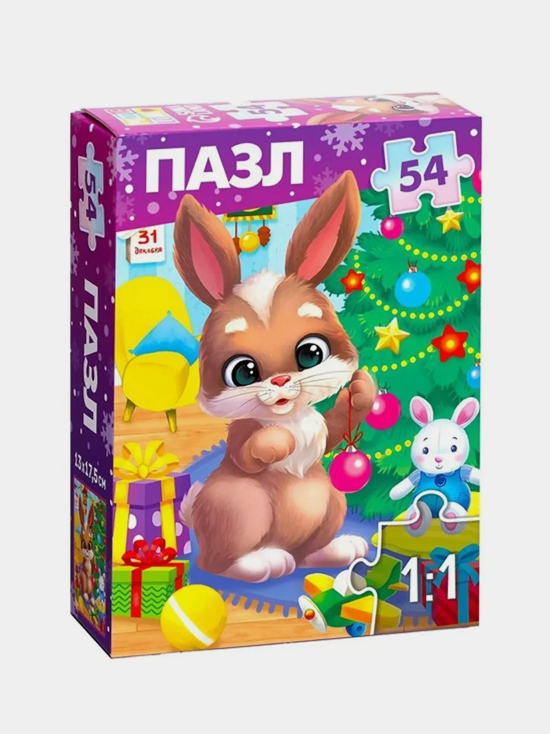 Вишнёвый пазл детский новогодний 54/35 элементов