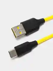 Желтый мягкий Силиконовый USB кабель провод зарядник шнур Micro, Type-C, iPhone Lightning Android