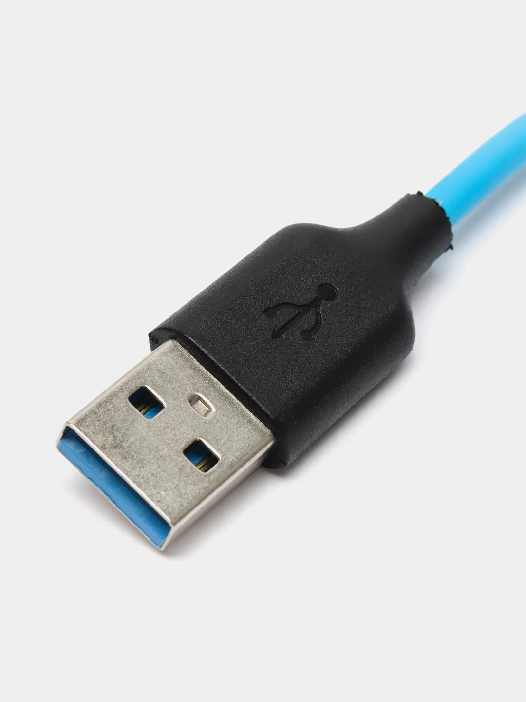 Голубой мягкий Силиконовый USB кабель провод зарядник шнур Micro, Type-C, iPhone Lightning Android