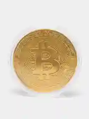 Золотой сувенирная блокчейн монета "Биткоин" (Bitcoin), в футляре