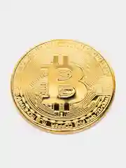 Золотой сувенирная блокчейн монета "Биткоин" (Bitcoin), в футляре