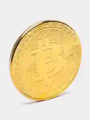 Золотой сувенирная блокчейн монета "Биткоин" (Bitcoin), в футляре
