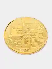 Золотой сувенирная блокчейн монета "Биткоин" (Bitcoin), в футляре