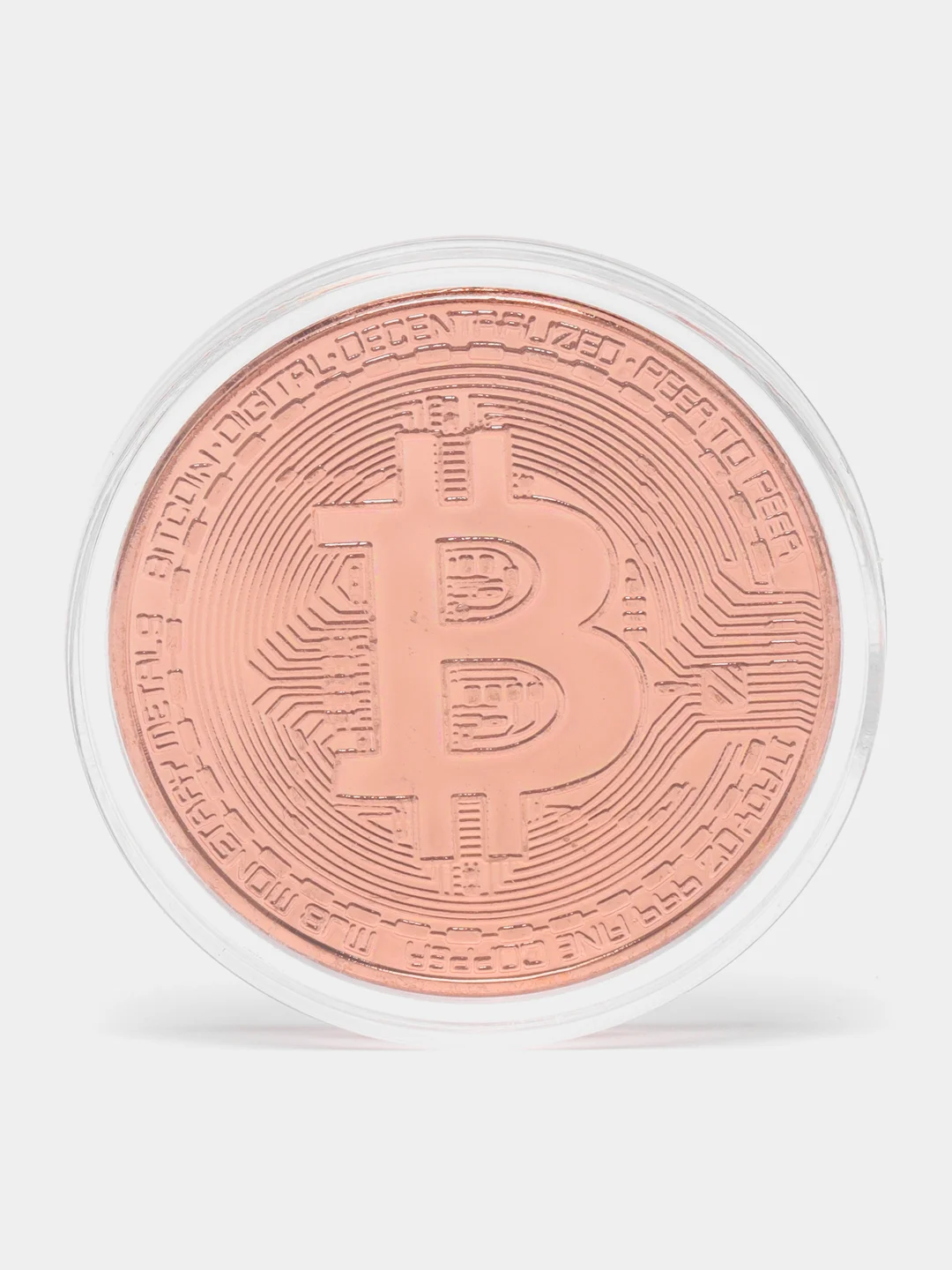 Бронзовый сувенирная блокчейн монета "Биткоин" (Bitcoin), в футляре
