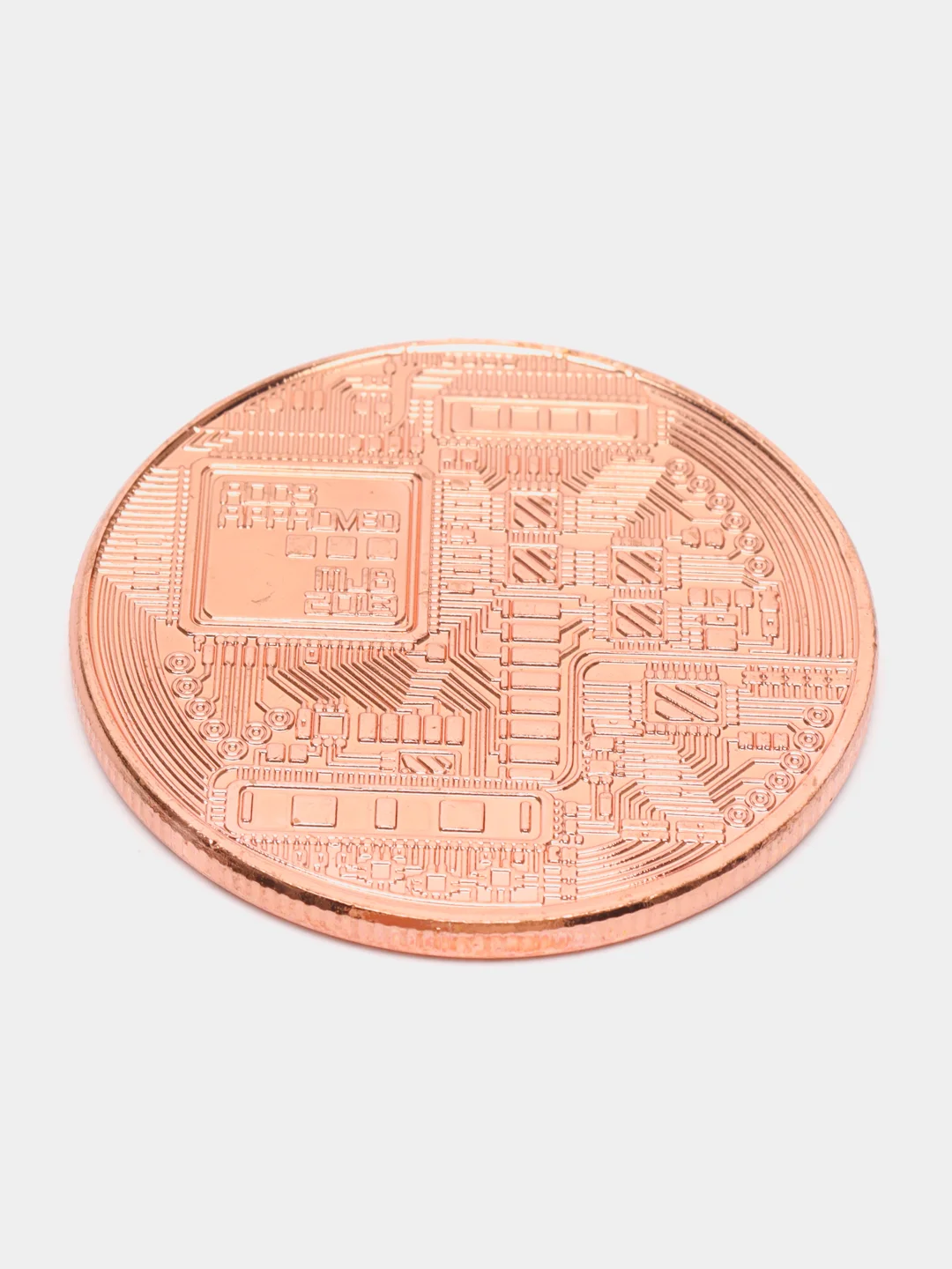 Бронзовый сувенирная блокчейн монета "Биткоин" (Bitcoin), в футляре