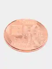 Бронзовый сувенирная блокчейн монета "Биткоин" (Bitcoin), в футляре