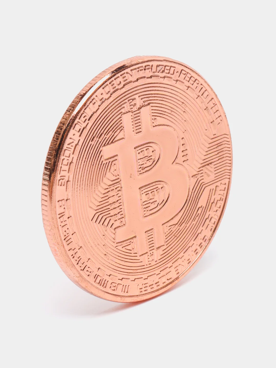 Бронзовый сувенирная блокчейн монета "Биткоин" (Bitcoin), в футляре