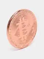 Бронзовый сувенирная блокчейн монета "Биткоин" (Bitcoin), в футляре