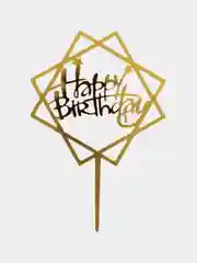 Золотой топпер "Happy Birthday" для украшения торта