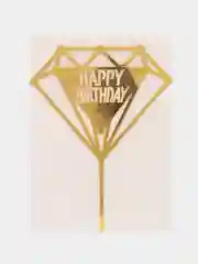 Желтый топпер "Happy Birthday" для украшения торта