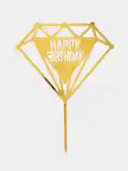 Желтый топпер "Happy Birthday" для украшения торта