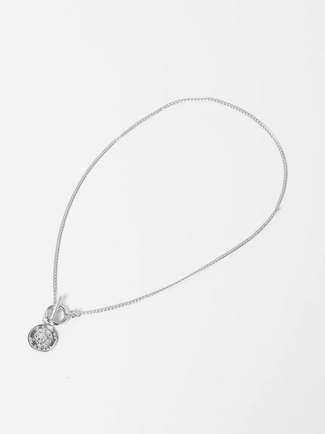 Серебряный цепочка на шею с подвеской - медальоном