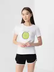 Белый женский костюм: футболка с принтом "Lemon" и шорты с лампасами