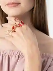 Золотой комплект колец с бабочками и змеями, на Новый Год, год Змеи