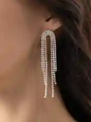 Серебряный серьги вечерние со стразами