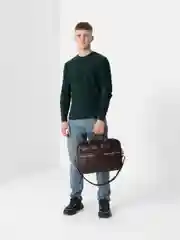Сумка-портфель для ноутбука мужская кожаная на плечо, деловая