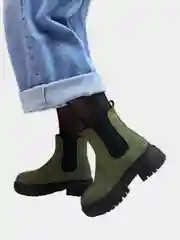 Зеленый женские ботинки,челси