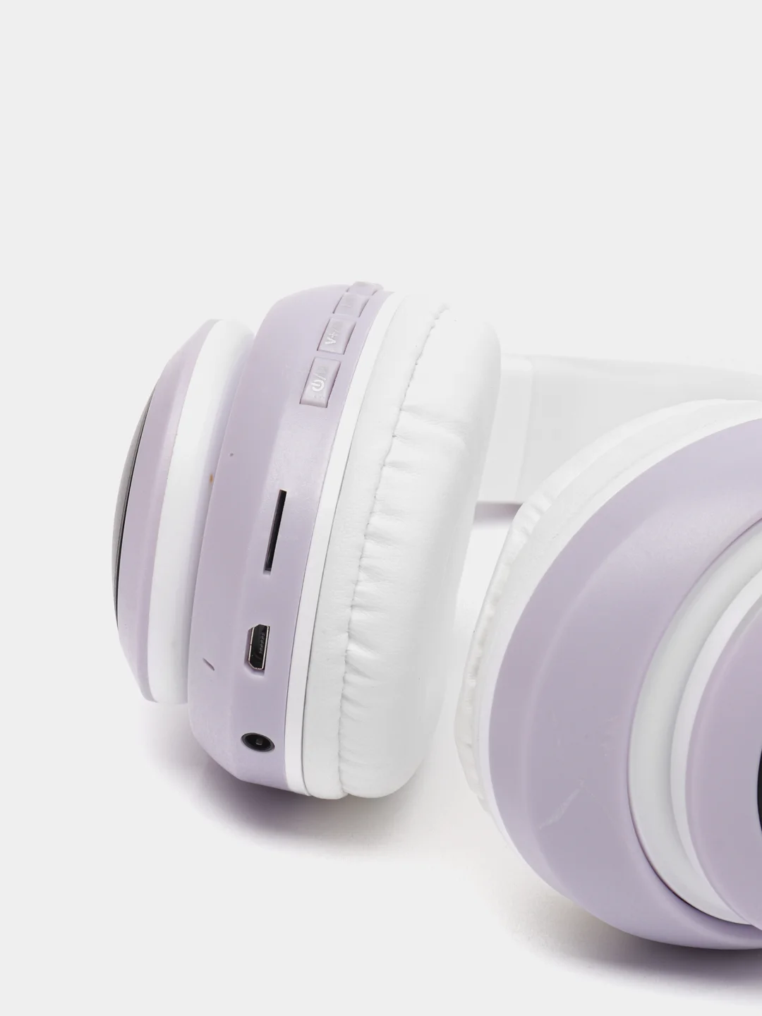 Лавандовый наушники беспроводные Bluetooth, с кошачьими светящимися ушками