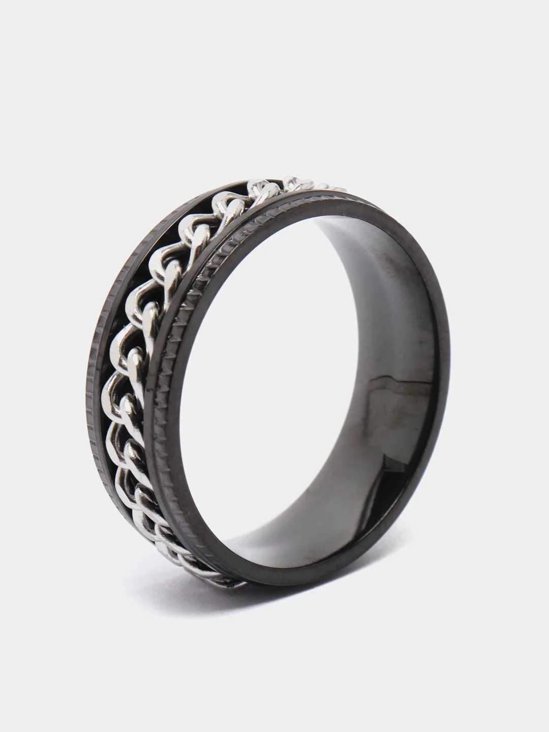 Серый кольцо-цепь вращающееся, широкое, из титановой стали, 6 размеров