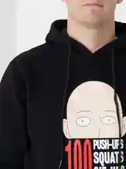Черный худи аниме "One punch man" Ванпанчмен толстовка  кофта мужская женская