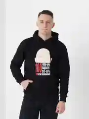 Черный худи аниме "One punch man" Ванпанчмен толстовка  кофта мужская женская