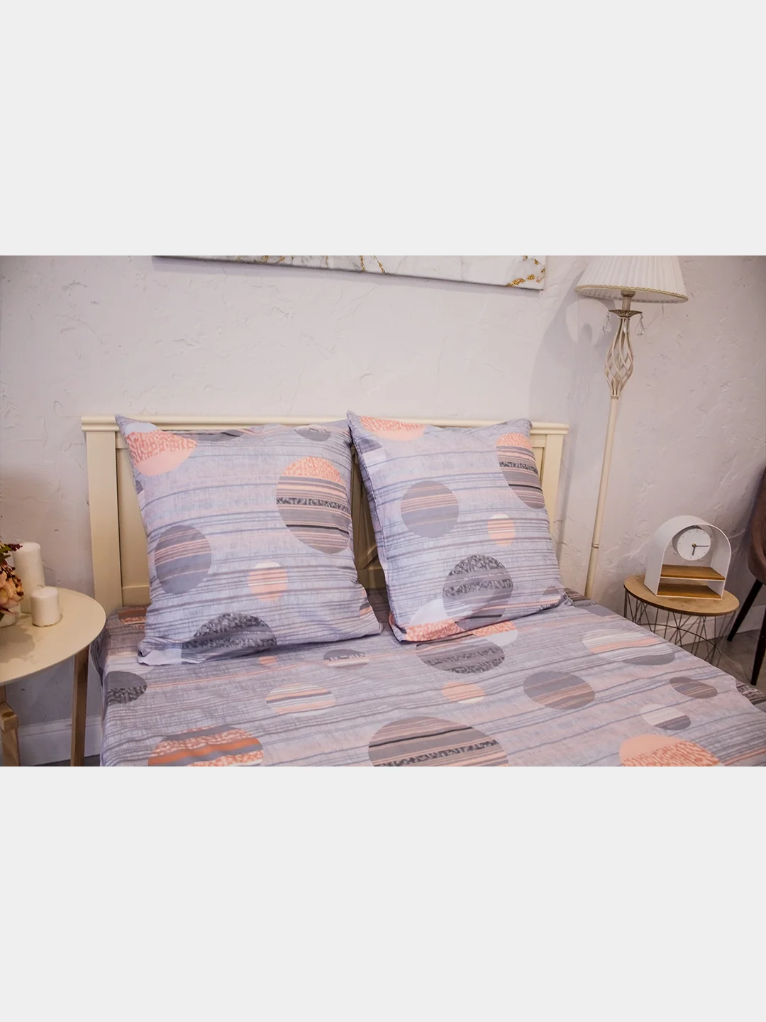 Серебряный комплект постельного белья Cotton Nights Sweet Dreams, хлопок