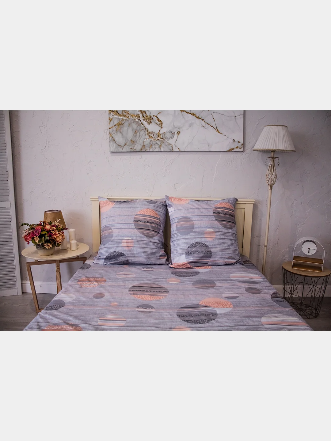 Серебряный комплект постельного белья Cotton Nights Sweet Dreams, хлопок