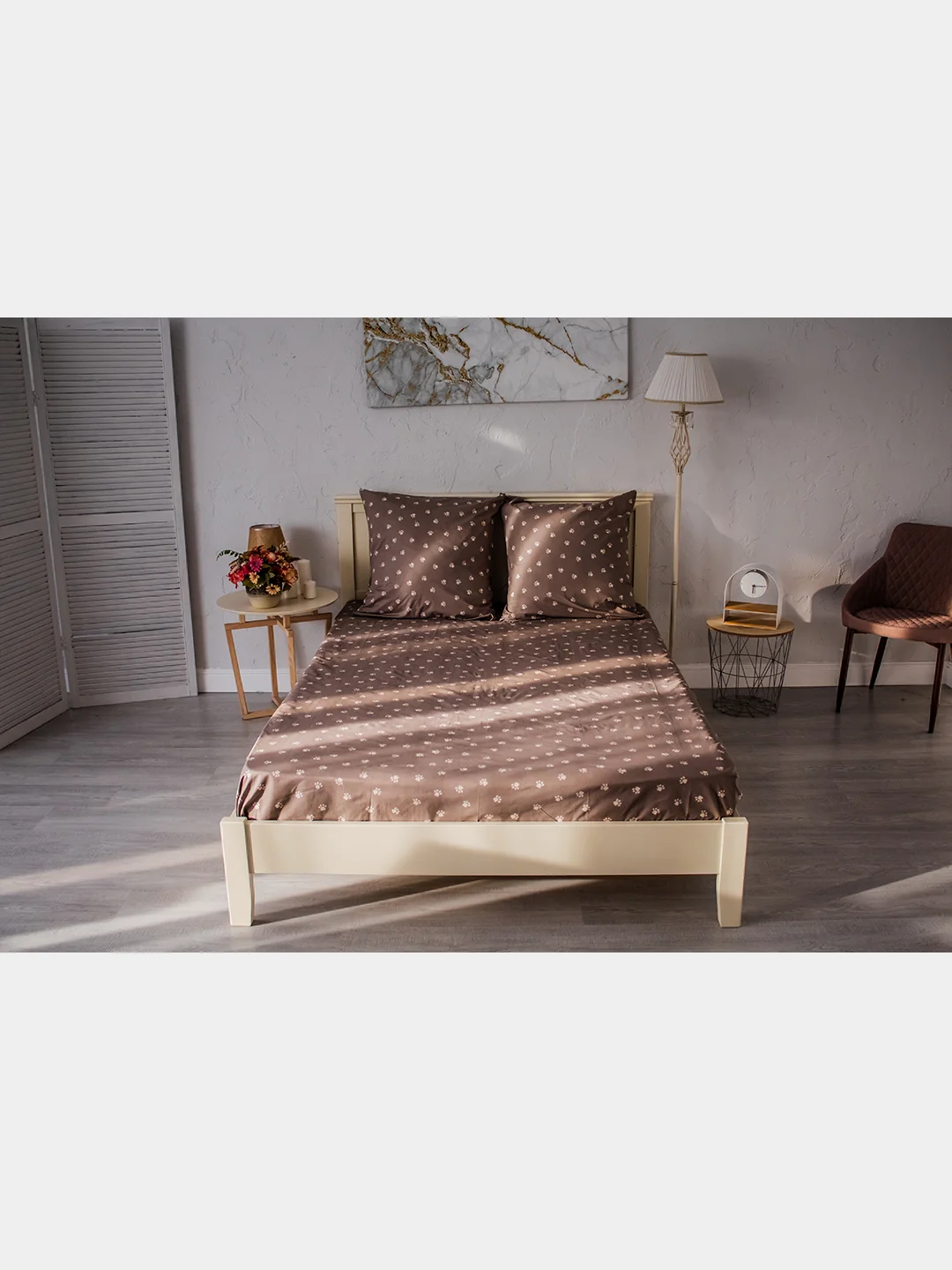 Бежевый меланж комплект постельного белья Cotton Nights Sweet Dreams, хлопок