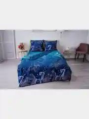 Синий меланж комплект постельного белья Cotton Nights Sweet Dreams, хлопок