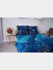 Синий меланж комплект постельного белья Cotton Nights Sweet Dreams, хлопок