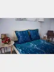 Синий меланж комплект постельного белья Cotton Nights Sweet Dreams, хлопок