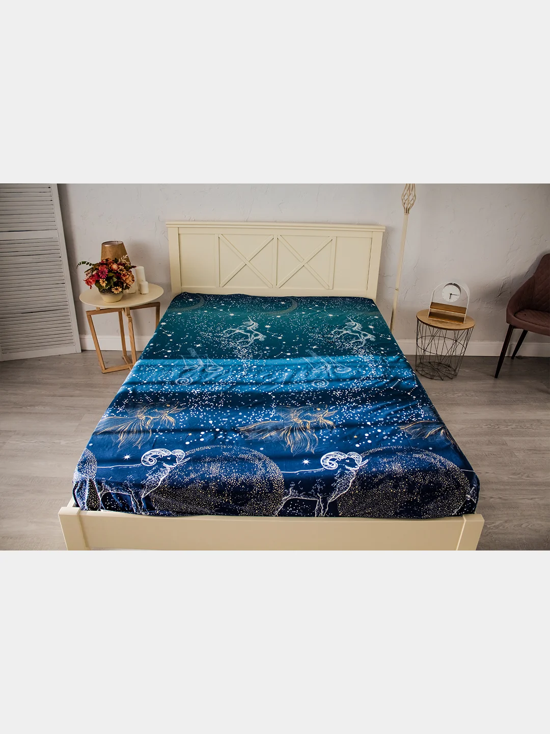 Синий меланж комплект постельного белья Cotton Nights Sweet Dreams, хлопок