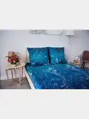 Синий меланж комплект постельного белья Cotton Nights Sweet Dreams, хлопок