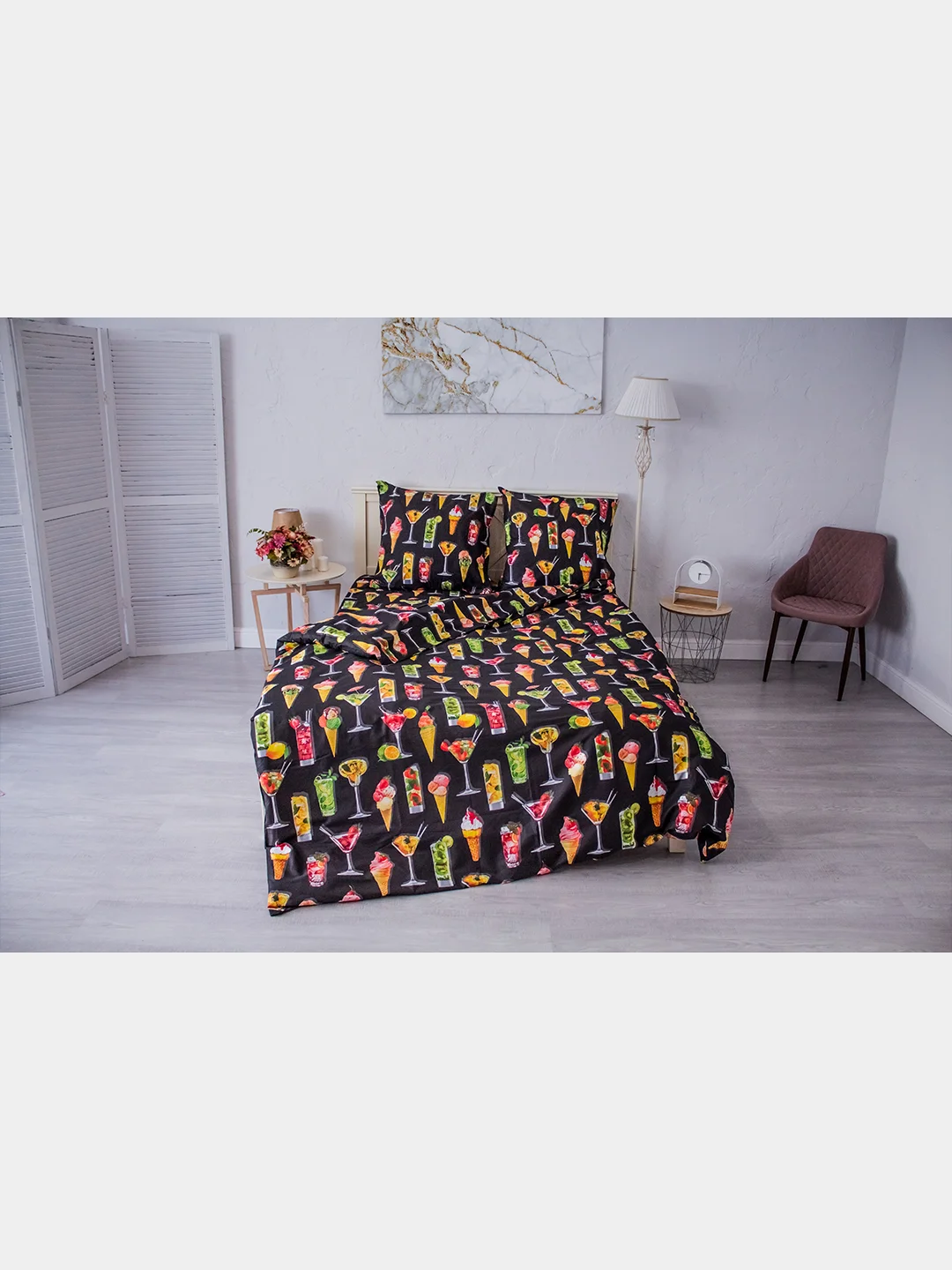 Синий меланж комплект постельного белья Cotton Nights Sweet Dreams, хлопок