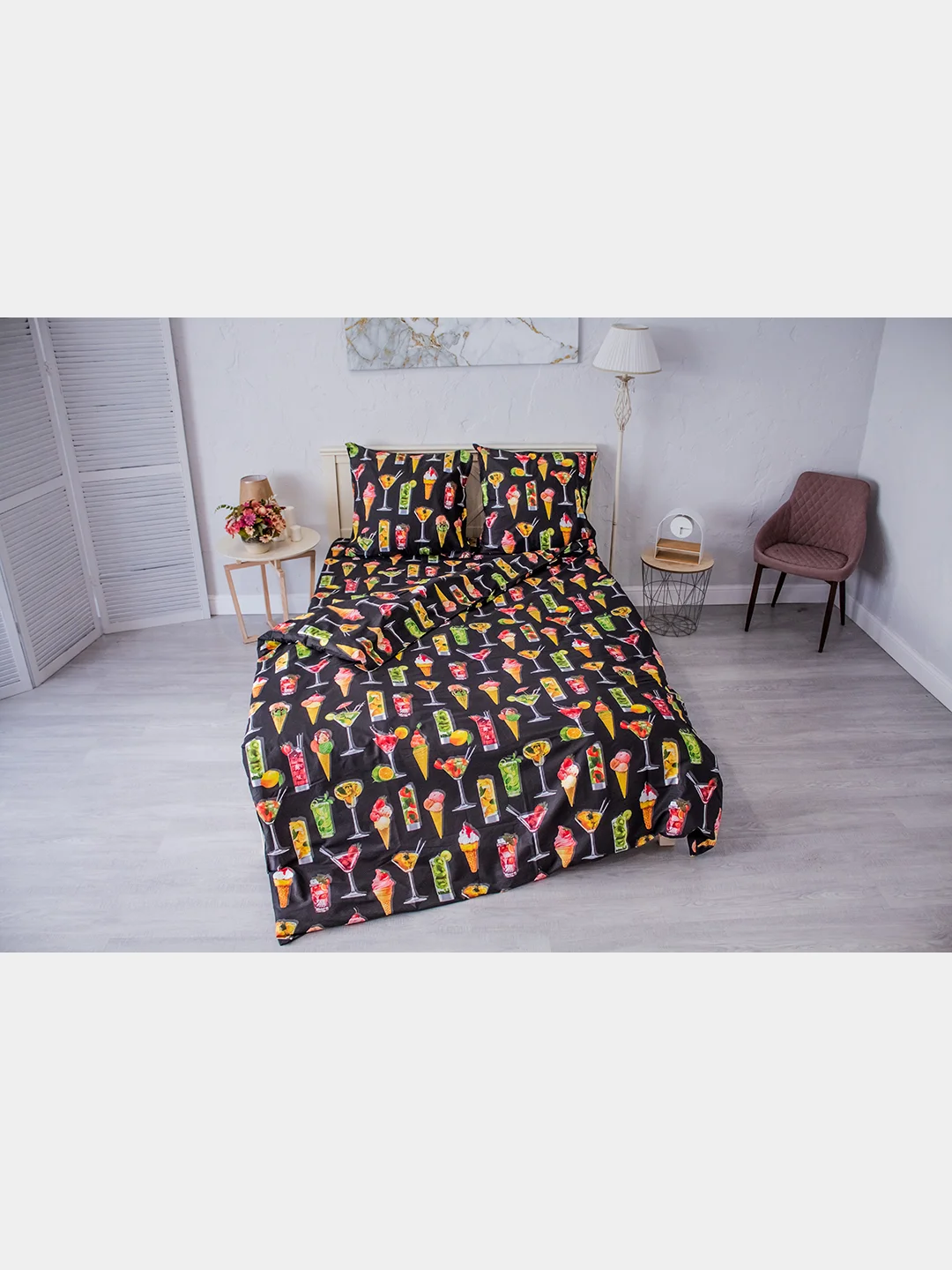 Синий меланж комплект постельного белья Cotton Nights Sweet Dreams, хлопок