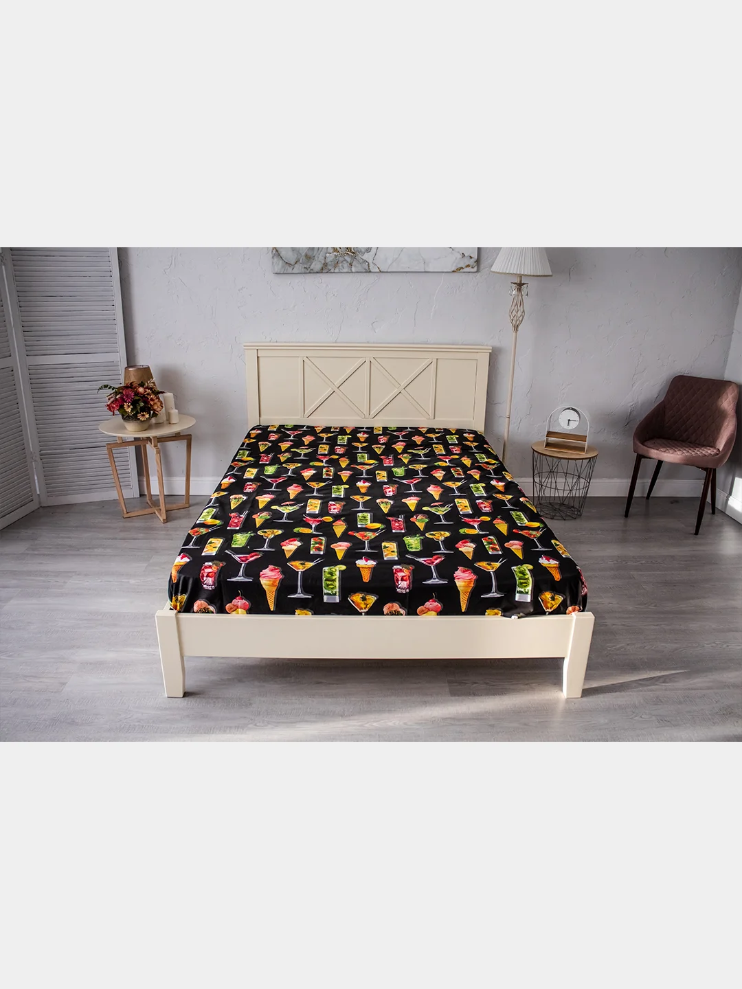 Синий меланж комплект постельного белья Cotton Nights Sweet Dreams, хлопок