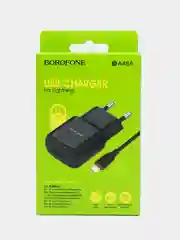 Черный блок питания для iPhone Borofone BA48A, 2.1 A+кабель Lighting