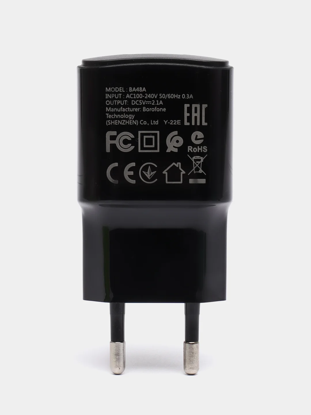 Черный блок питания для iPhone Borofone BA48A, 2.1 A+кабель Lighting